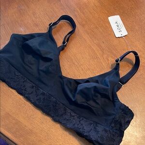 Soma Women's Black Lace Trim Bralette small